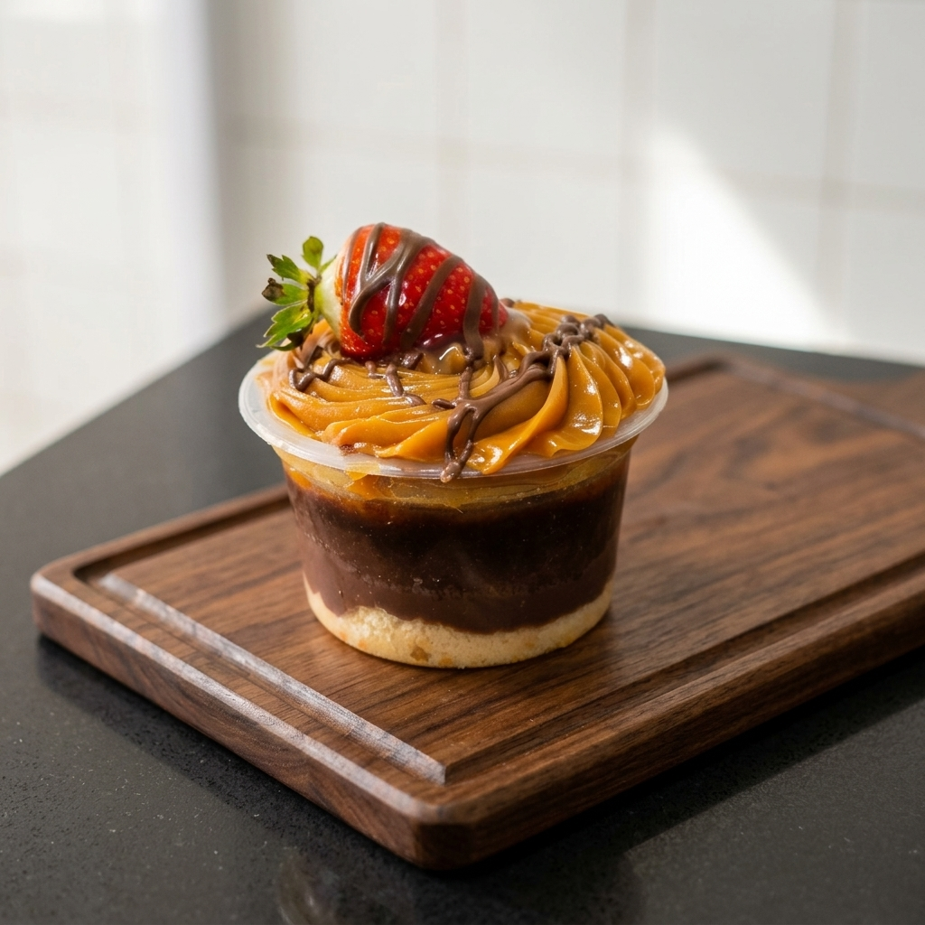 Bolo de Pote de Morango com Doce de Leite